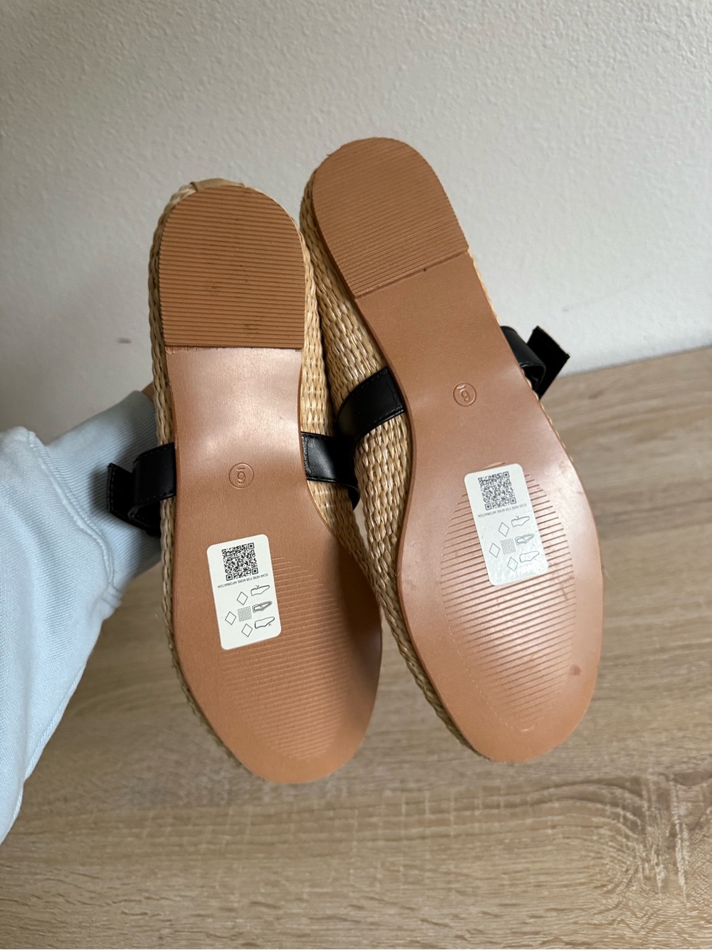 ASOS DESIGN Larson eyelet raffia mary jane ballets in natural weave Sz 6 - Picture 5 of 5